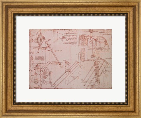 Framed Studies of Hydraulic Devices Print