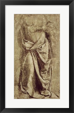 Framed Drapery Study for a Standing Figure Seen from the Front Print