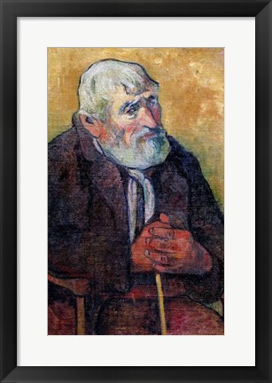 Framed Portrait of an Old Man with a Stick, 1889-90 Print