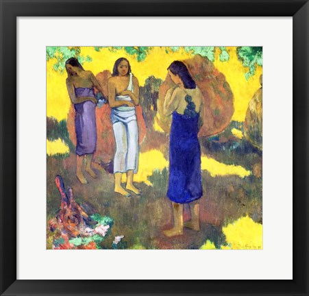 Framed Three Tahitian Women against a Yellow Background, 1899 Print