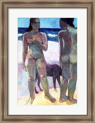 Framed Two Tahitian Women on the Beach, 1891 Print