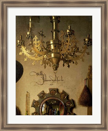 Framed Arnolfini Marriage (chandelier detail) Print