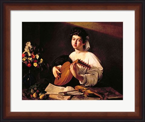 Framed Lute Player, c.1595 Print