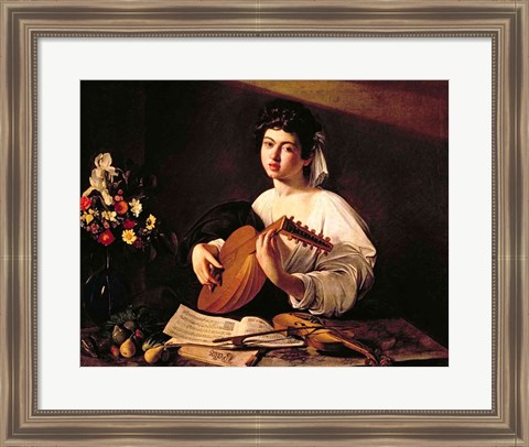 Framed Lute Player, c.1595 Print