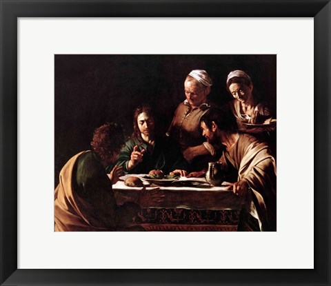 Framed Supper at Emmaus, 1606 Print