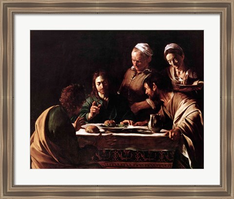 Framed Supper at Emmaus, 1606 Print