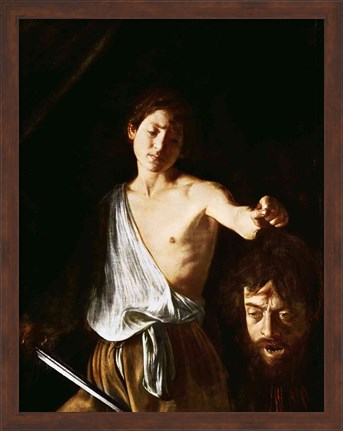 Framed David with the Head of Goliath, 1606 Print