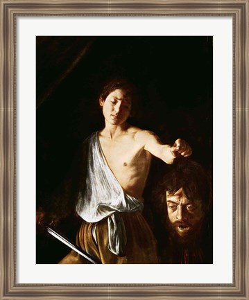 Framed David with the Head of Goliath, 1606 Print