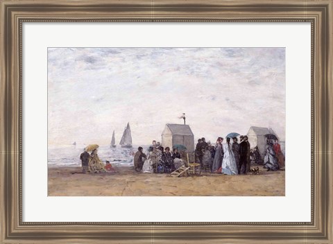 Framed Beach at Trouville, 1867 Print