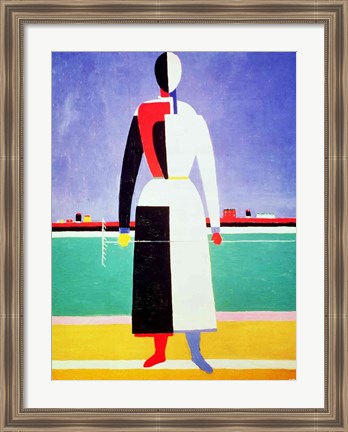 Framed Woman with a Rake Print