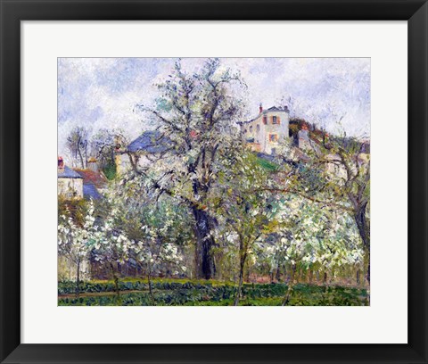 Framed Vegetable Garden with Trees in Blossom, Spring, Pontoise, 1877 Print