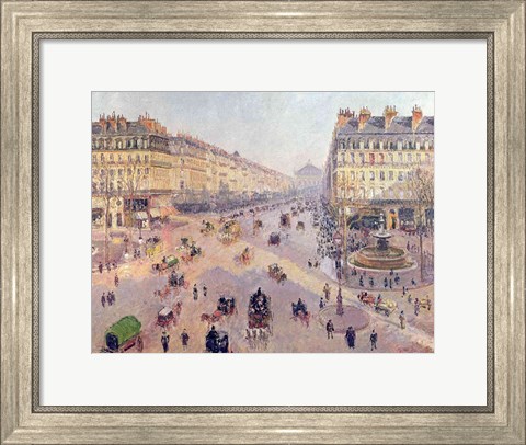 Framed Avenue de L&#39;Opera, Paris, Sunlight, Winter Morning, c.1880 Print