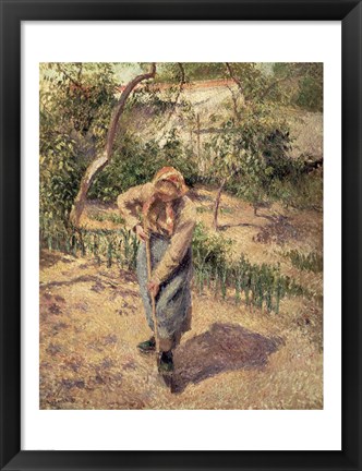 Framed Woman Digging in an Orchard, 1882 Print