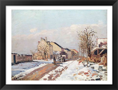 Framed Road from Gisors to Pontoise, Snow Effect, 1872 Print