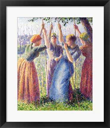 Framed Women Planting Peasticks, 1891 Print