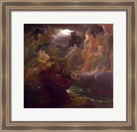 Framed Ossian Conjuring up the Spirits on the Banks of the River Lora with the Sound of his Harp, 1801 Print