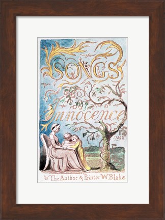 Framed Songs of Innocence; Title Page, 1789 Print