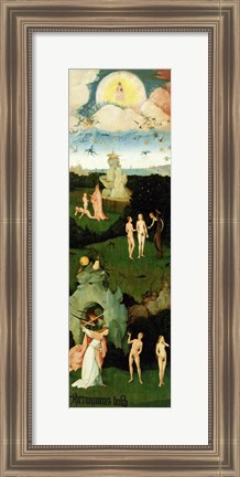 Framed Haywain: left wing of the triptych depicting the Garden of Eden, c.1500 Print