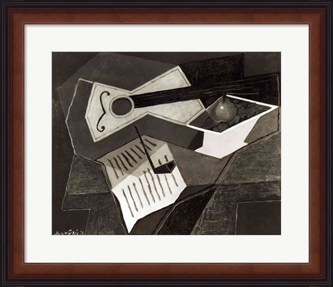 Framed Guitar and Fruit bowl, 1926 Print