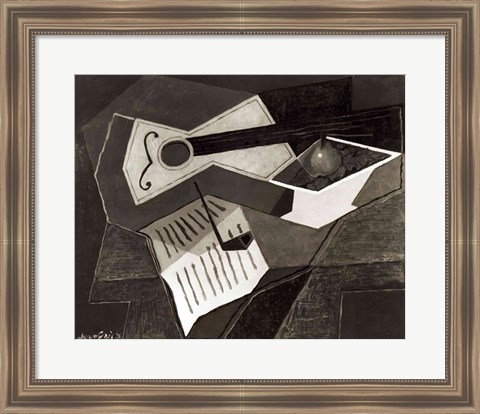 Framed Guitar and Fruit bowl, 1926 Print