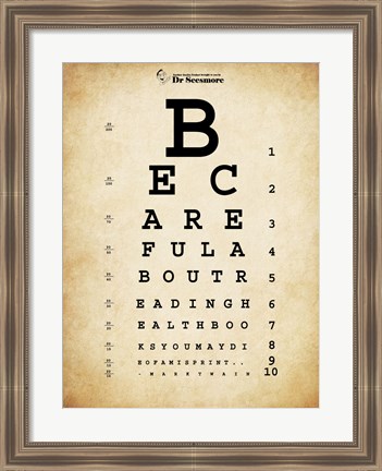 Framed Mark Twain Eye Chart Print