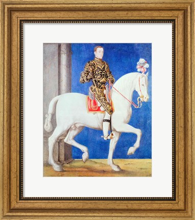 Framed Equestrian Portrait Presumed to be Dauphin Henri II Print