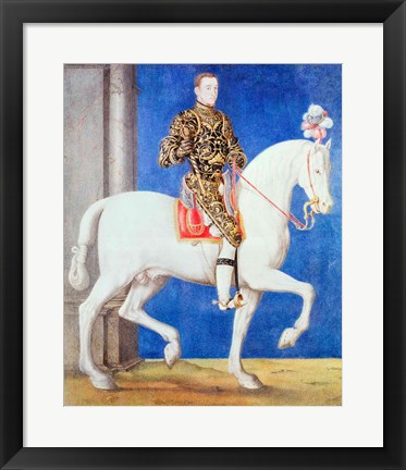 Framed Equestrian Portrait Presumed to be Dauphin Henri II Print