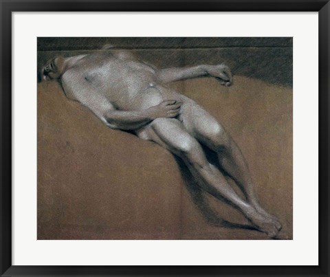 Framed Study of a recumbent male nude Print