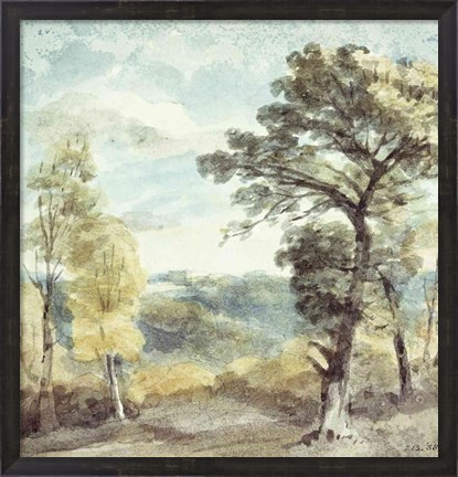 Framed Landscape with Trees and a Distant Mansion Print