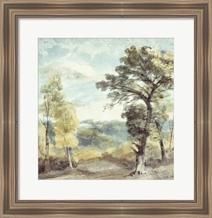 Framed Landscape with Trees and a Distant Mansion Print