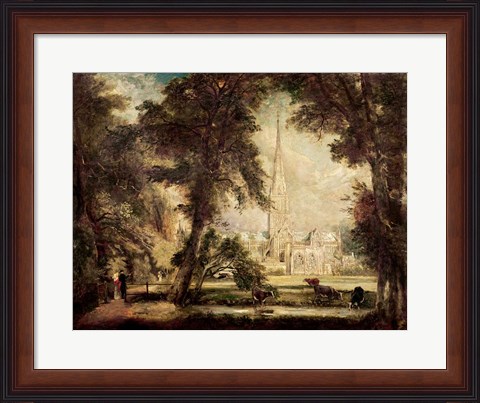 Framed Salisbury Cathedral from the Bishop&#39;s Grounds, c.1822-23 Print