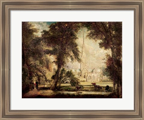 Framed Salisbury Cathedral from the Bishop&#39;s Grounds, c.1822-23 Print