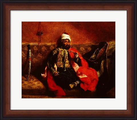 Framed Turk smoking sitting on a sofa, c.1825 Print