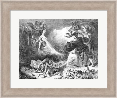 Framed Faust and Mephistopheles at the Witches&#39; Sabbath, from Goethe&#39;s Faust, 1828 Print