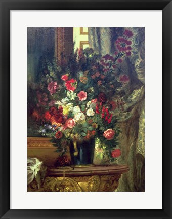 Framed Vase of Flowers on a Console Print