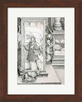 Framed Triumphal Arch of Emperor Maximilian I of Germany: Detail of column drawing Print