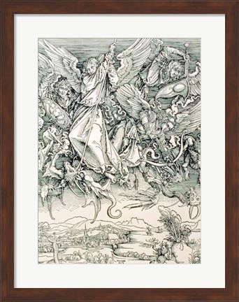 Framed St. Michael Battling with the Dragon from the &#39;Apocalypse&#39; Print