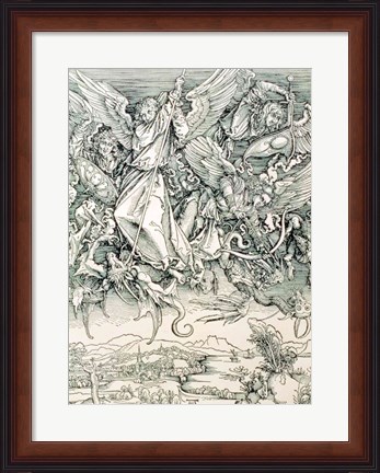 Framed St. Michael Battling with the Dragon from the &#39;Apocalypse&#39; Print