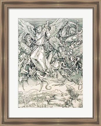 Framed St. Michael Battling with the Dragon from the &#39;Apocalypse&#39; Print