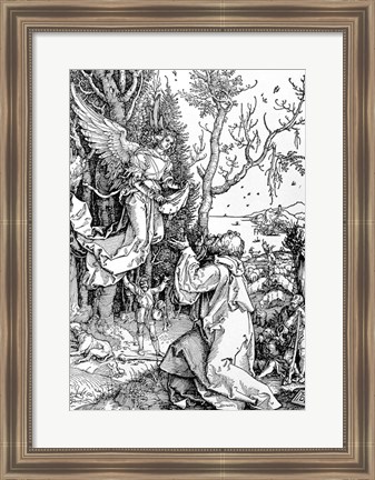Framed Joachim and the Angel from the &#39;Life of the Virgin&#39; Print
