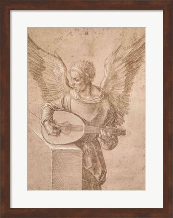 Framed Angel playing a lute, 1491 Print