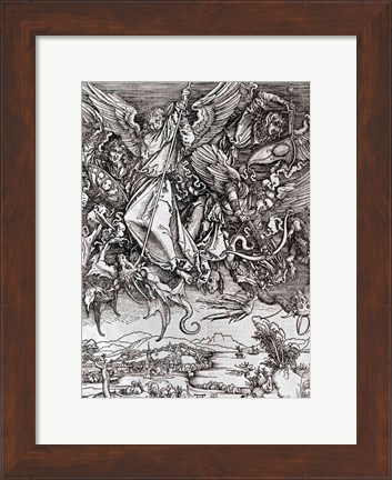 Framed St. Michael and the Dragon, from a Latin edition, 1511 Print