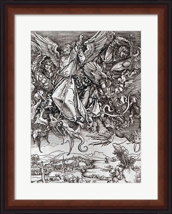 Framed St. Michael and the Dragon, from a Latin edition, 1511 Print