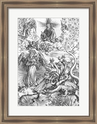 Framed Scene from the Apocalypse, The woman clothed with the sun and the seven-headed dragon Print