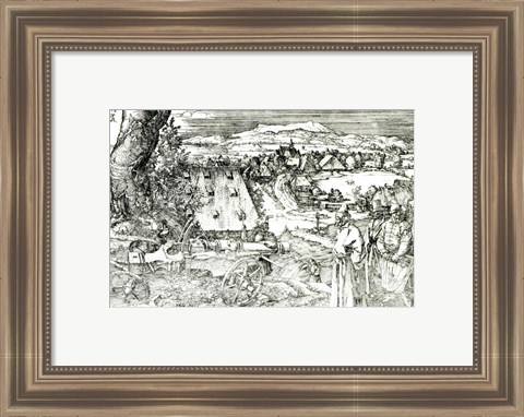 Framed Landscape with Cannon, 1518 Print
