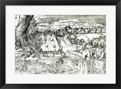 Framed Landscape with Cannon, 1518 Print