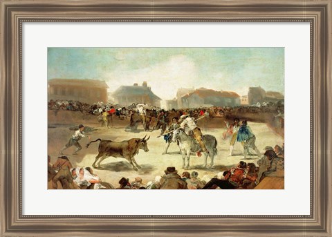 Framed Village Bullfight Print