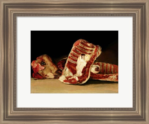 Framed Still life of Sheep&#39;s Ribs and Head Print