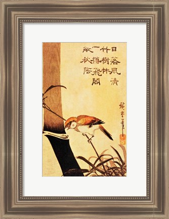 Framed Bird and Bamboo Print