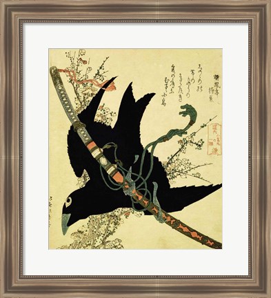 Framed Little Raven with the Minamoto clan sword Print